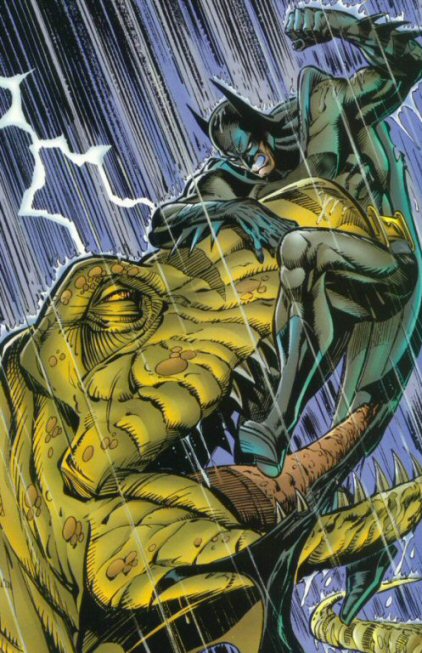 Graham Nolan: Batman Battles Killer Croc in the Rain