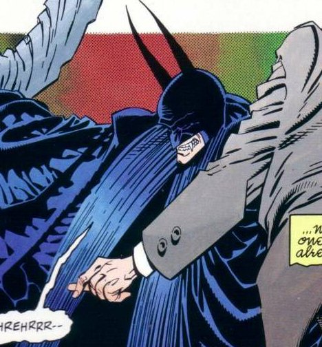 Kelley Jones: Vampire Batman Reaches for a Robed Figure