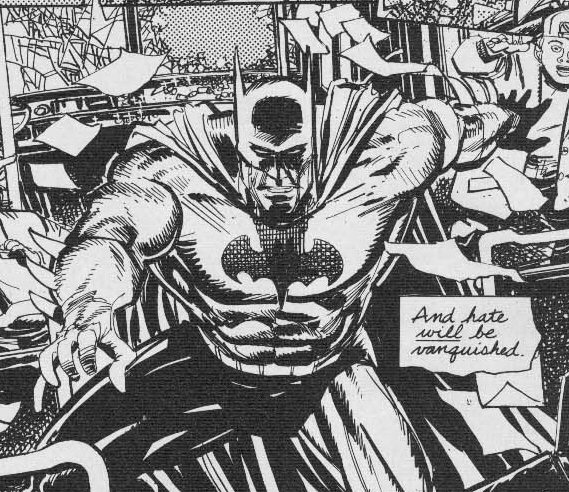 Klaus Janson: Batman Clenches His Fist Amid Flying Debris
