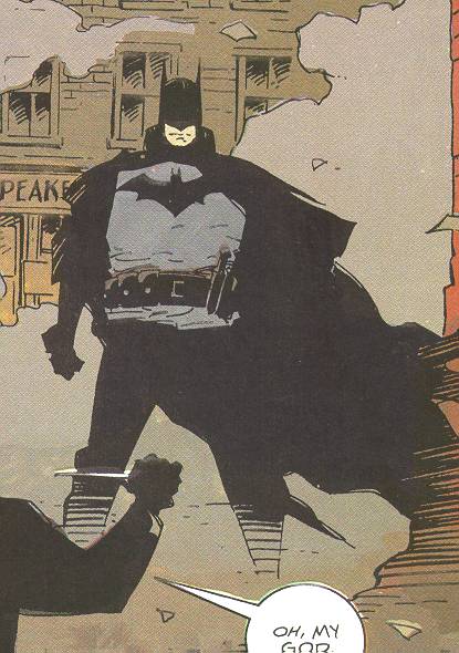 Mike Mignola: Batman Looms Over a Startled Figure