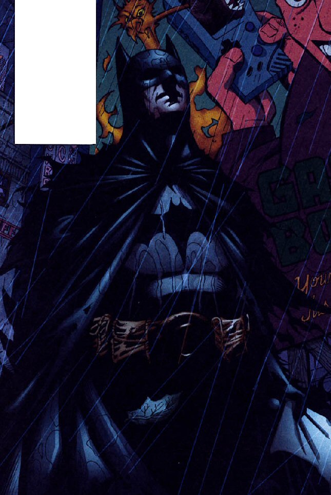 Tommy Castillo: Batman in the Rain Near Joker Graffiti